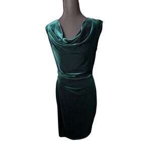 Vince Camuto Velvet Cowl Neck Bodycon Mini Dress sz 8 Old Hollywood Glam Green